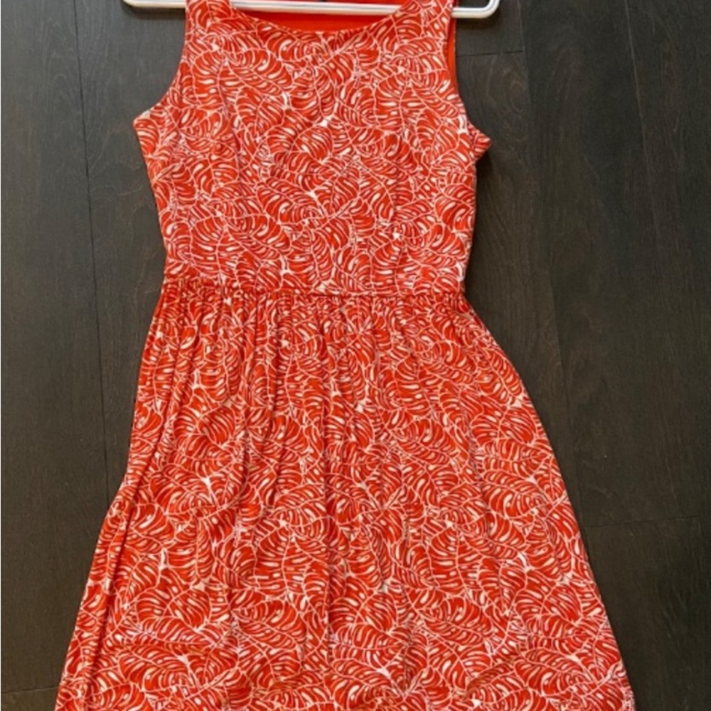 Sleeveless orange Patterned Dress